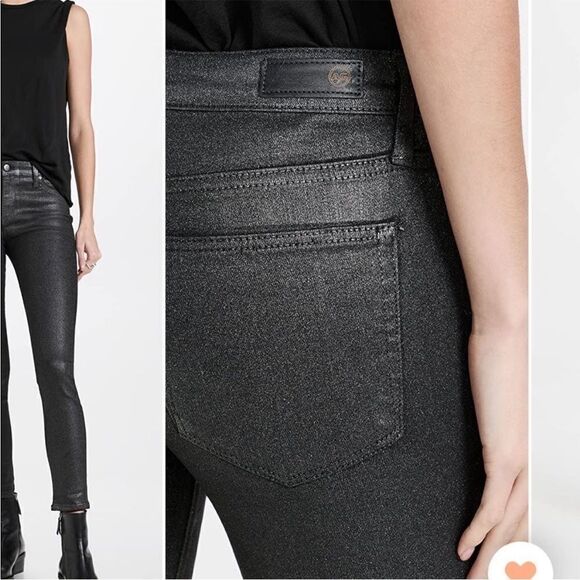 Adriano Goldschmied AG The Farrah Skinny High Rise Black Coated Jeans 25R - Picture 5 of 16